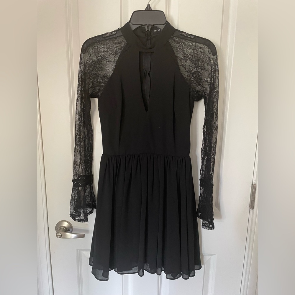 Black dress with lace sleeves